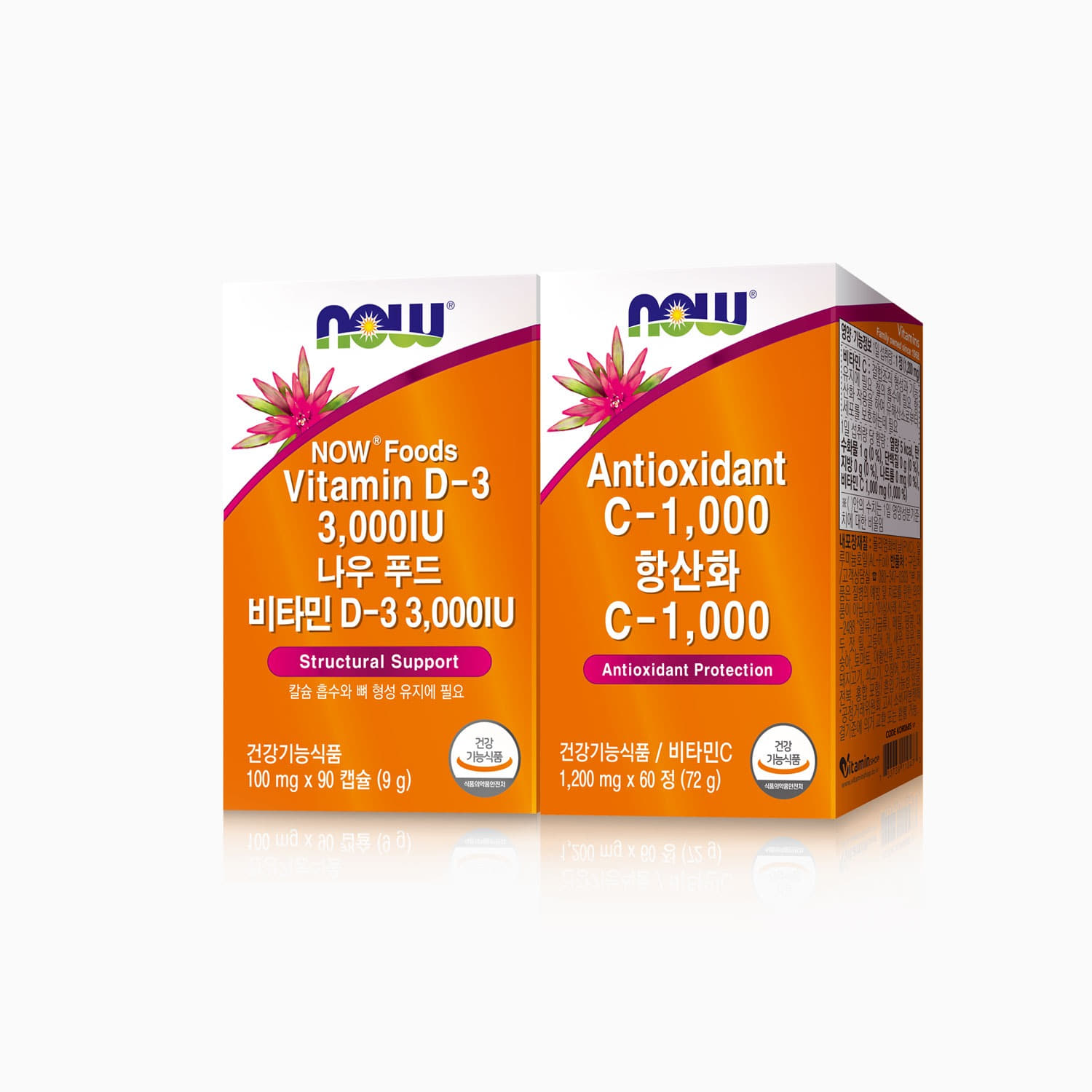 나우푸드 비타민D3 3000IU 90캡슐 + 항산화 비타민C 1000 60정
