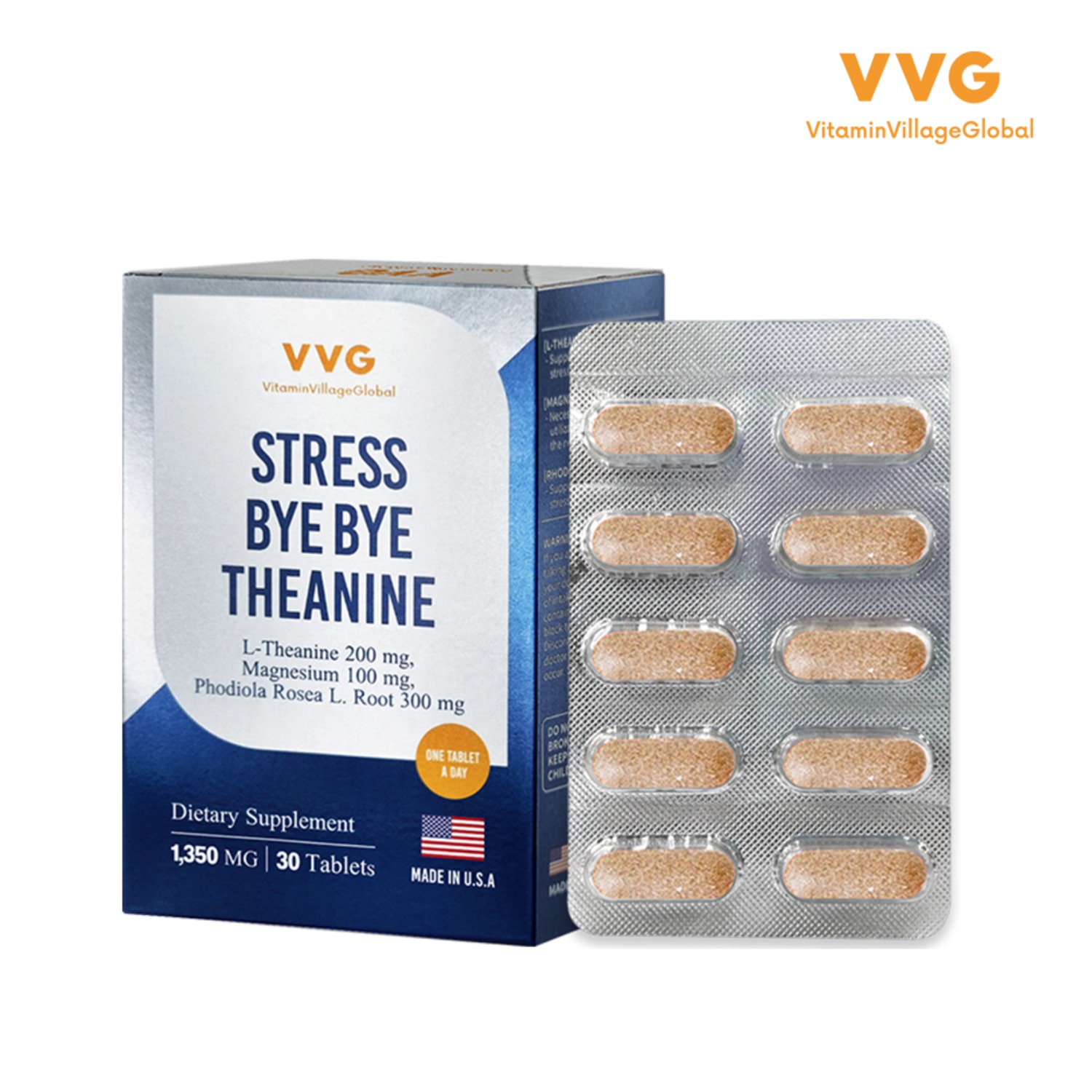 비타민마을 VVG 스트레스 바이바이 L-테아닌 1박스 1개월분